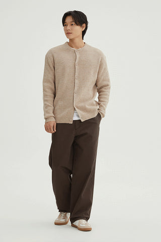 Men Long Sleeve Hachi Round Neck Cardigan