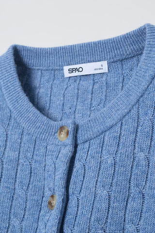 Women Long Sleeve Wool Blend Cable Cardigan