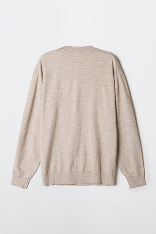 Men Long Sleeve Soft Yarn Cardigan - L/Beige
