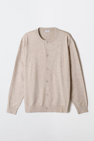 Men Long Sleeve Soft Yarn Cardigan - L/Beige