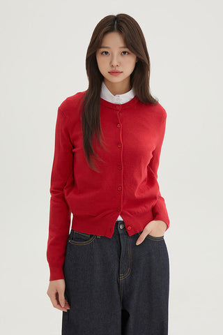 Women Long Sleeve Soft Yarn Cardigan SP26 - Red