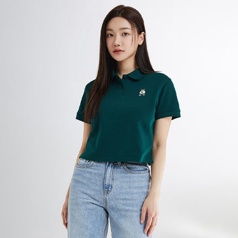 SPAO Women Short Sleeve Crop Polo SPHWE24G51 Hunter