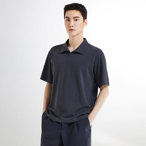 SPAO Men Short Sleeve Basic Polo SPHWE25M01 Charcoal