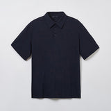 SPAO Men Short Sleeve Collared Silk Shirt SPHWE37C01 Navy