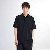 SPAO Men Short Sleeve Collared Silk Shirt SPHWE37C01 Black