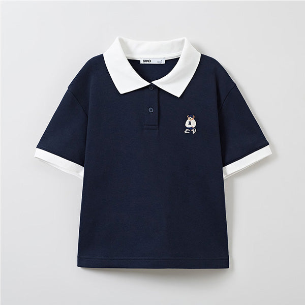 SPAO Women Short Sleeve Woody Crop Polo SPHWE37G51 Navy