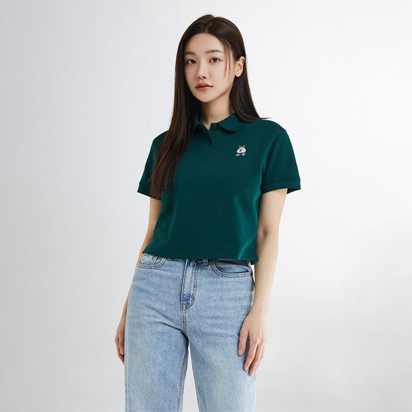 SPAO Women Short Sleeve Woody Crop Polo SPHWE37G51 Navy