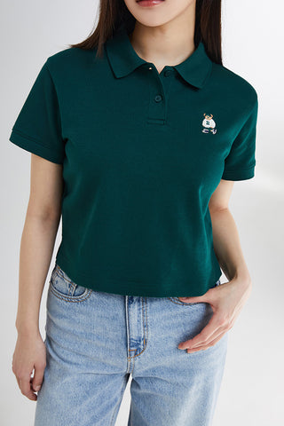 SPAO Women Short Sleeve Woody Crop Polo