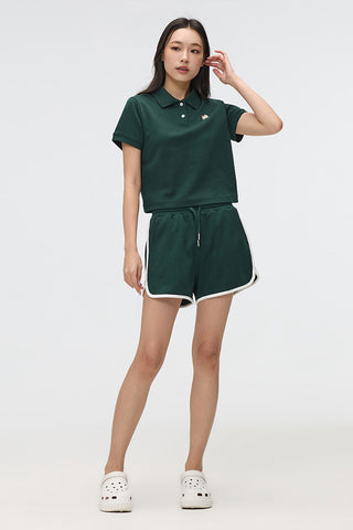 Women Short Sleeve Woodie Crop Tee