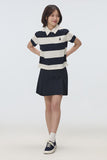 Women Short Sleeve Woodie Stripe Tee