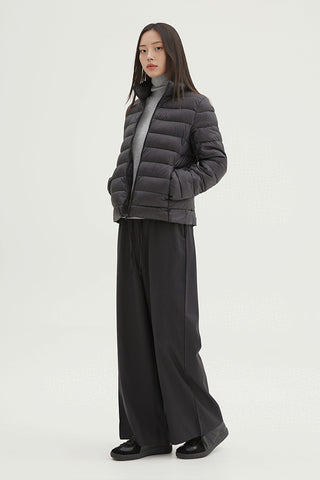 Women Long Sleeve High Neck Light Jacket - Black