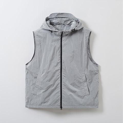 SPAO Men Sleeveless Hooded Vest SPJVE37C24 Glossy Grey