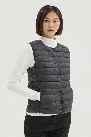 Women Sleeveless 2-Way Patchwork Vest - Black