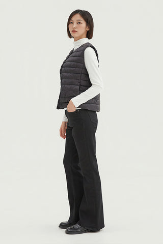 Women Sleeveless 2-Way Patchwork Vest - Black
