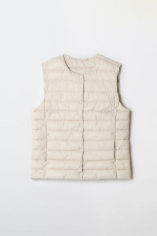 Women Sleeveless 2-Way Patchwork Vest - Beige