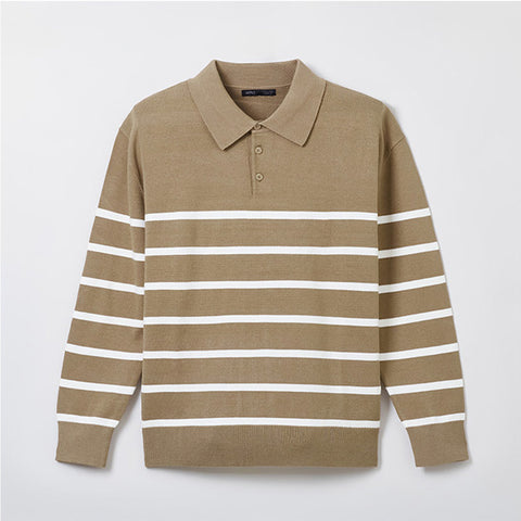 SPAO Men Long Sleeve Stripe Sweater SPKAE49M01 Beige