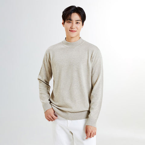 SPAO Men Long Sleeve Mock Neck Sweater SPKAE4TM03 Beige