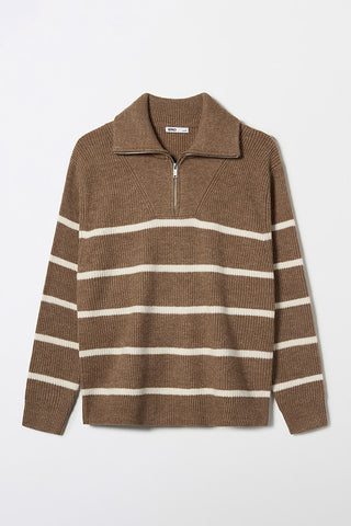 Men Long Sleeve Half Zip-Up Sweater