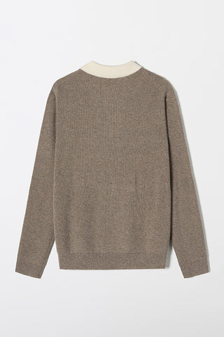 Men Long Sleeve Collar Neck Sweater