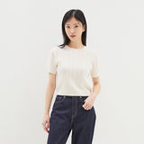 SPAO Women Short Sleeve Cable Sweater SPKWD25U03