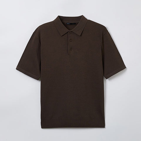 SPAO Men Short Sleeve Collar Pullover SPKWE24M01 Brown