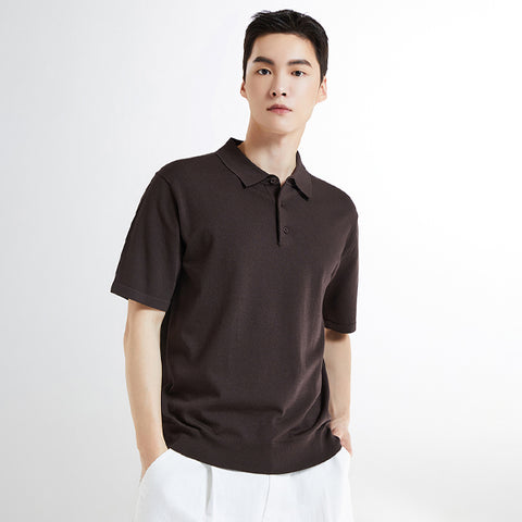 SPAO Men Short Sleeve Collar Pullover SPKWE24M01 Brown