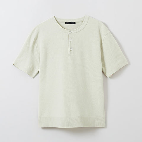 SPAO Men Short Sleeve Henry Neck Tee SPKWE24M07 Light Beige