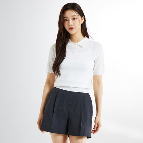 SPAO Women Short Sleeve Collar Pullover SPKWE24W01 White