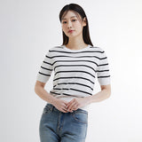 SPAO Women Short Sleeve Knit Pullover SPKWE24W02 Two Tone