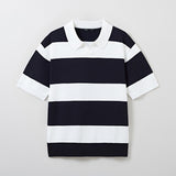 SPAO Men Short Sleeve Stripe Pullover SPKWE25C08 Navy