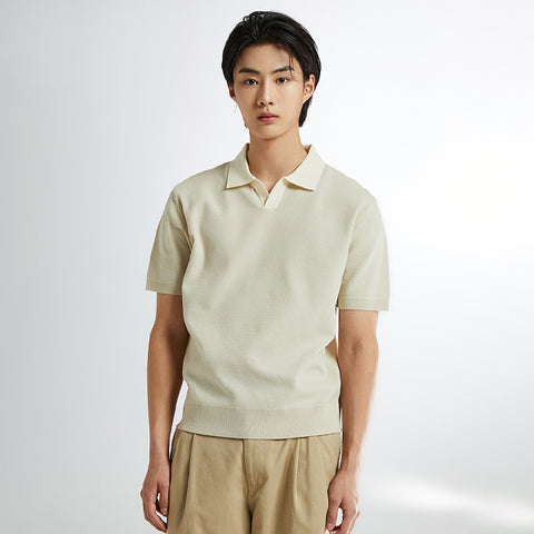 SPAO Men Short Sleeve Collar Pullover SPKWE25M05 Light Beige