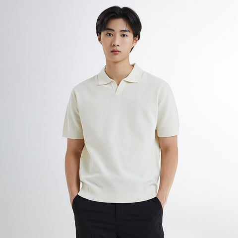 SPAO Men Short Sleeve Collar Pullover SPKWE25M05 Ivory