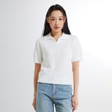 SPAO Women Short Sleeve Collar Pullover SPKWE26W09 Ivory