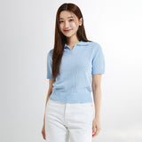 SPAO Women Short Sleeve Collar Pullover SPKWE26W09 Blue