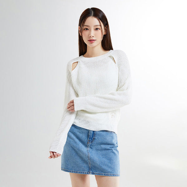 SPAO Women Long Sleeve Shoulder Pullover SPKWE37G50 White