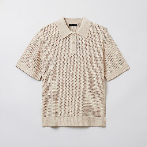 SPAO Men Short Sleeve Knit Pullover SPKWE37M01 Light beige