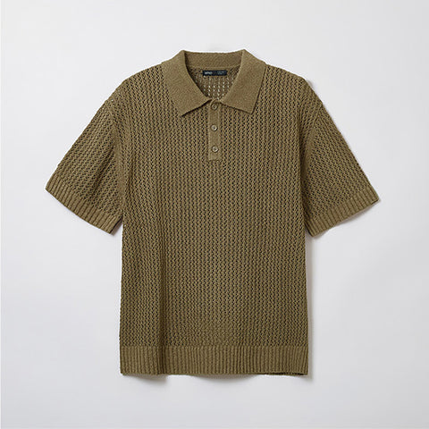 SPAO Men Short Sleeve Knit Pullover SPKWE37M01 Brown