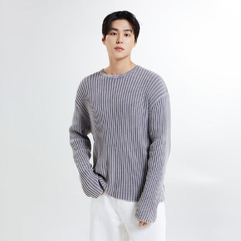 SPAO Men Long Sleeve Boucle Pullover SPKWE37M05 Light Grey