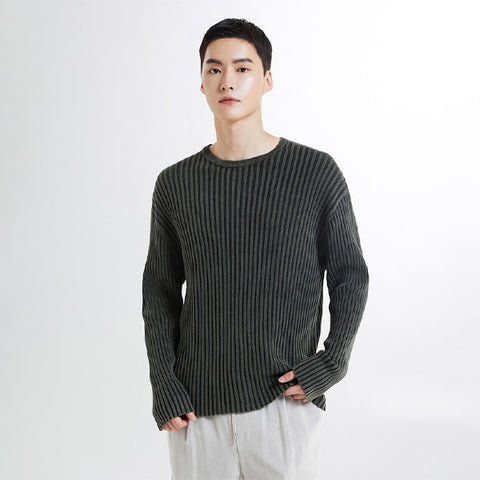 SPAO Men Long Sleeve Boucle Pullover SPKWE37M05 Charcoal