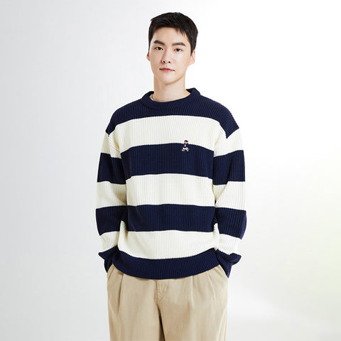 SPAO Men Long Sleeve Stripe Pullover SPKWE4TC40 Navy