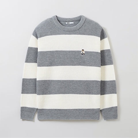 SPAO Men Long Sleeve Stripe Pullover SPKWE4TC40 Charcoal