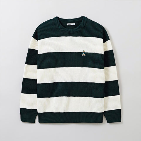 SPAO Men Long Sleeve Stripe Pullover SPKWE4TC40 Hunter