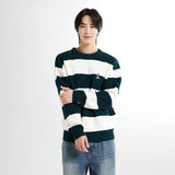 SPAO Men Long Sleeve Stripe Pullover SPKWE4TC40 Hunter