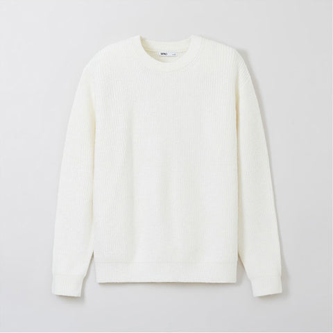 SPAO Men Long Sleeve Round Neck Sweater SPKWF11C01 White