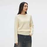 SPAO Women Long Sleeve Round Neck Pullover SPKWF11G01 Yellow