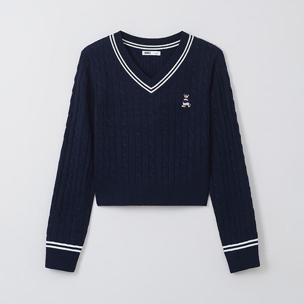 SPAO Women Long Sleeve Woody Crop Pullover SPKWF12G52 Navy