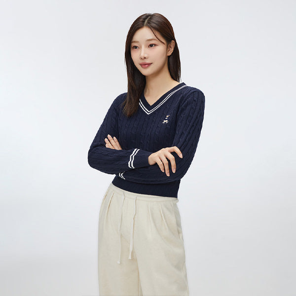 SPAO Women Long Sleeve Woody Crop Pullover SPKWF12G52 Navy