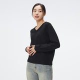 SPAO Women Long Sleeve V Neck Pullover SPKWF12W03 Black