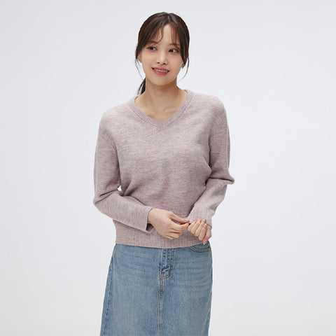 SPAO Women Long Sleeve V Neck Pullover SPKWF12W03 Pink