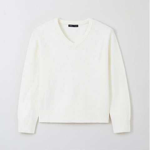 SPAO Women Long Sleeve V Neck Pullover SPKWF12W03 Ivory